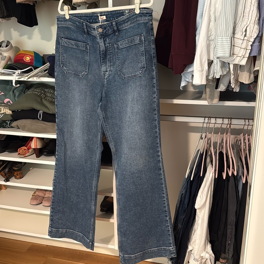 NWT Faherty stretch wide leg jeans